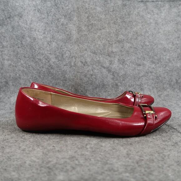 Kelly & Katie Shoes Womens 7 Flats Slip On Loafer Almond Toe Skimmer Red Retro - Picture 1 of 13